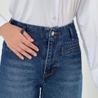 شلوار بگ جین آبی جیب نما شلوار بگ جین آبی جیب نما