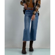 شلوار واید لگ جلو جیب آبی شلوار واید لگ جلو جیب آبی