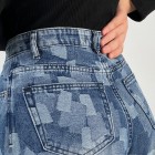 شلوار فول بگ آبی طرحدار شلوار فول بگ آبی طرحدار