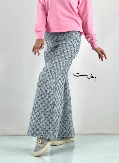 شلوار بگ جین شطرنجی آبی شلوار بگ جین شطرنجی آبی