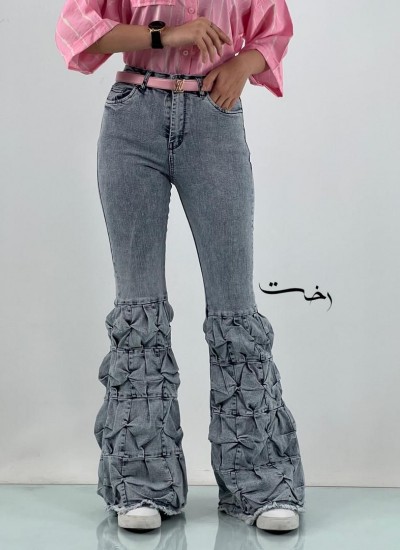 شلوار بوتکات جین تیکه دوزی اسپانیش شلوار بوتکات جین تیکه دوزی اسپانیش