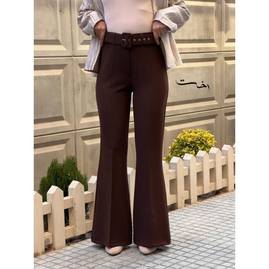 شلوار بوتکات کرپ کمربنددار شلوار بوتکات کرپ کمربنددار