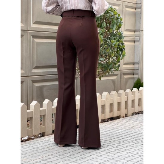 شلوار بوتکات کرپ کمربنددار شلوار بوتکات کرپ کمربنددار