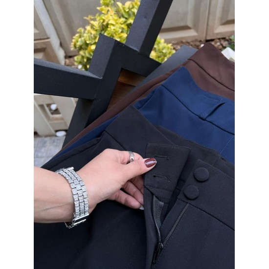 شلوار بوتکات کرپ کمربنددار شلوار بوتکات کرپ کمربنددار