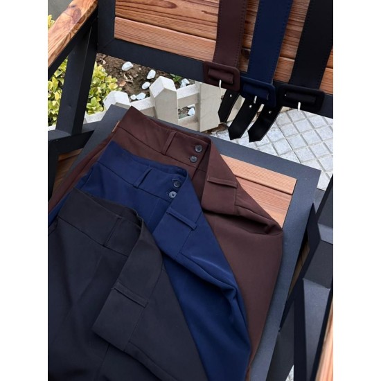 شلوار بوتکات کرپ کمربنددار شلوار بوتکات کرپ کمربنددار