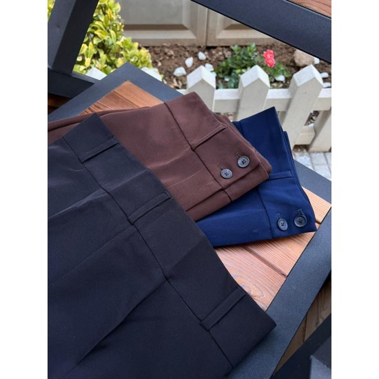 شلوار بوتکات کرپ کمربنددار شلوار بوتکات کرپ کمربنددار