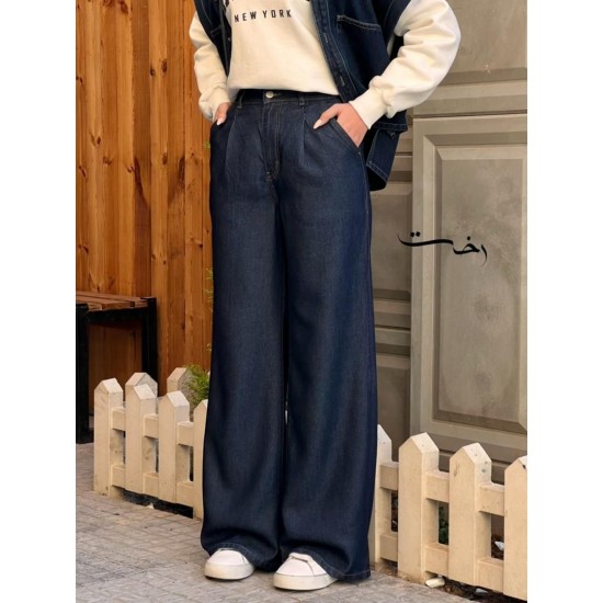 شلوار فلر بگ جین آبی لایسل شلوار فلر بگ جین آبی لایسل