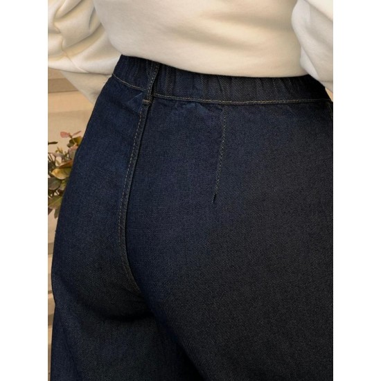 شلوار فلر بگ جین آبی لایسل شلوار فلر بگ جین آبی لایسل