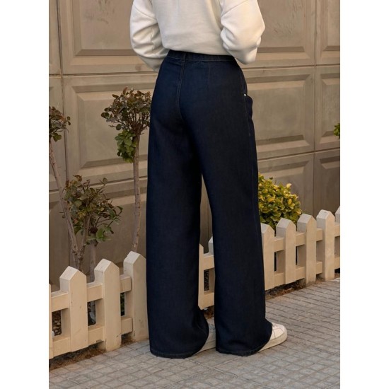 شلوار فلر بگ جین آبی لایسل شلوار فلر بگ جین آبی لایسل