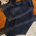 شلوار فلر بگ جین آبی لایسل شلوار فلر بگ جین آبی لایسل