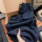 شلوار فلر بگ جین آبی لایسل شلوار فلر بگ جین آبی لایسل