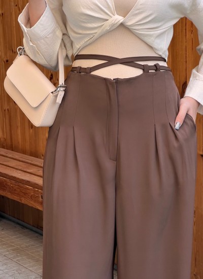 شلوار بگ حریر کمربندی