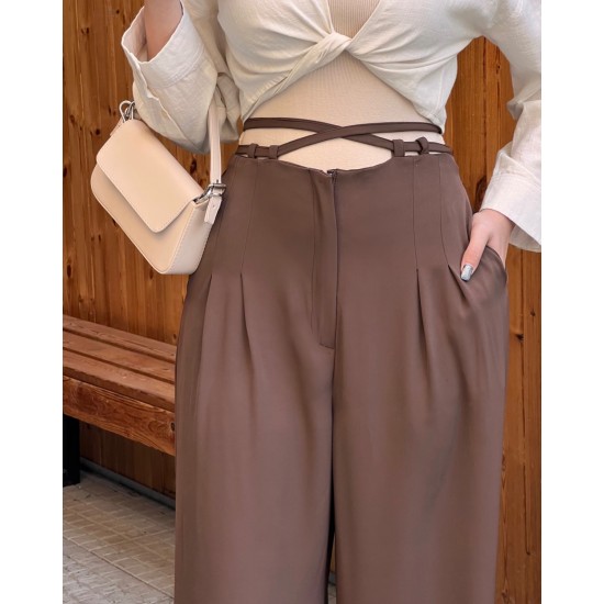 شلوار بگ حریر کمربندی