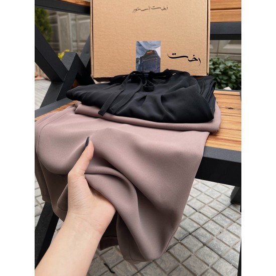 شلوار بگ حریر کمربندی