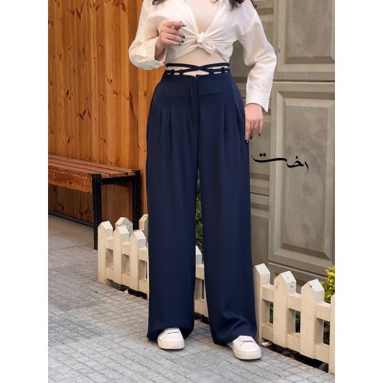 شلوار بگ حریر کمربندی