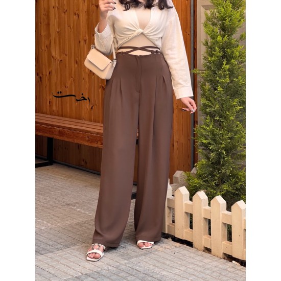 شلوار بگ حریر کمربندی