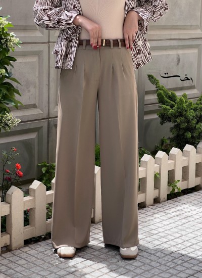 شلوار بگ پارچه ای کمر ساده