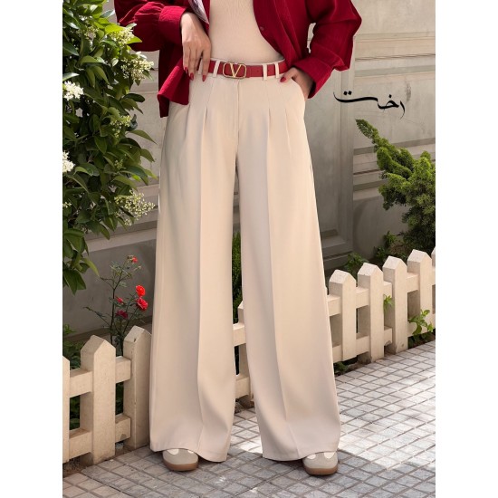 شلوار بگ پارچه ای کمر ساده شلوار بگ پارچه ای کمر ساده