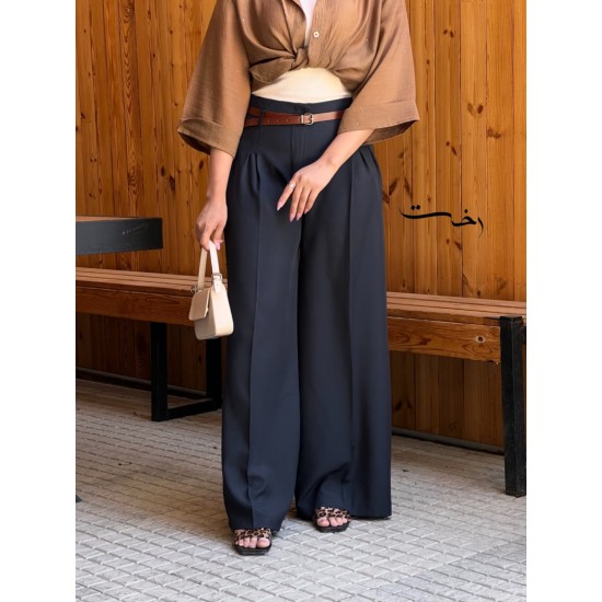 شلوار بگ پارچه ای کمربنددار شلوار بگ پارچه ای کمربنددار