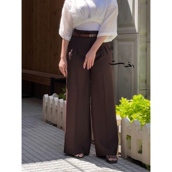 شلوار بگ پارچه ای کمربنددار شلوار بگ پارچه ای کمربنددار