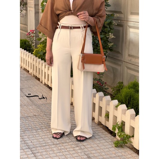 شلوار رگولار پارچه ای کمربنددار شلوار رگولار پارچه ای کمربنددار