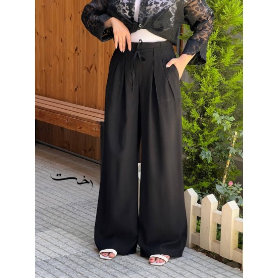 شلوار بگ سیلک کمربنددار