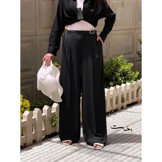 شلوار بگ پارچه ای کمربندی