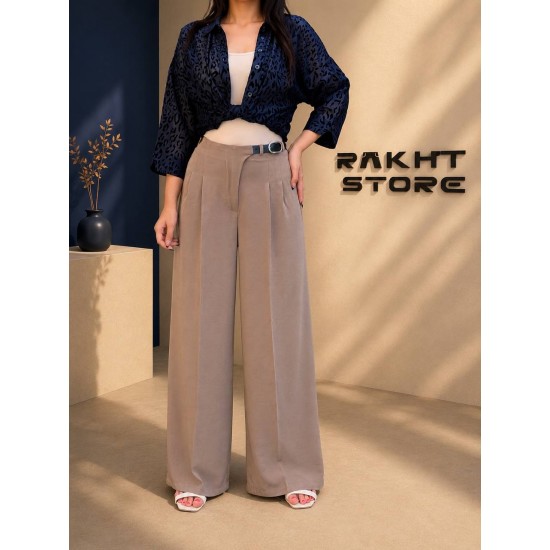 شلوار بگ پارچه ای کمربندی