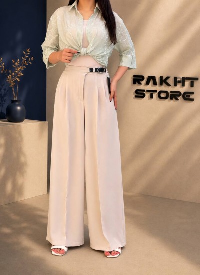 شلوار بگ پارچه ای کمربندی