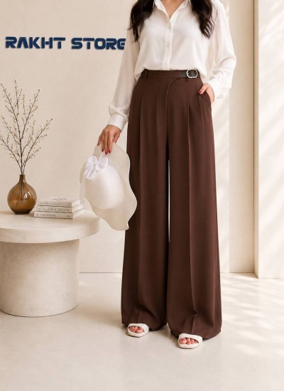 شلوار بگ پارچه ای کمربندی