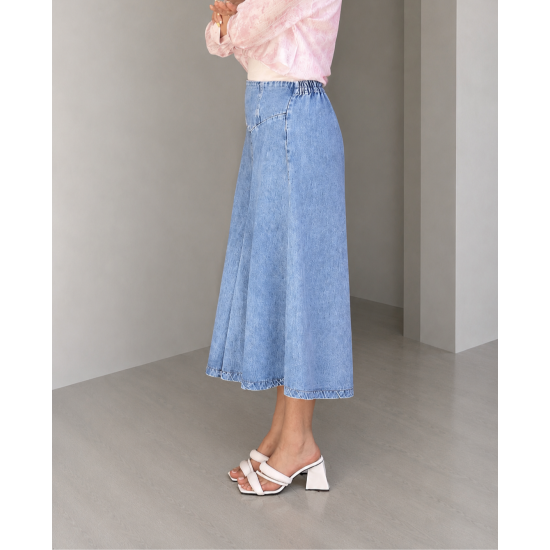 شلوار بگ دامنی جین آبی شلوار بگ دامنی جین آبی