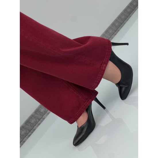 شلوار استریت لایسل زرشکی