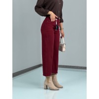 شلوار واید لایسل زرشکی دمپاکات 2