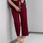 شلوار واید لایسل کات کمربنددار زرشکی