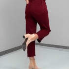 شلوار واید لایسل کات کمربنددار زرشکی