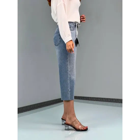 شلوار واید جین جکپات آبی ژوانا شلوار واید جین جکپات آبی ژوانا