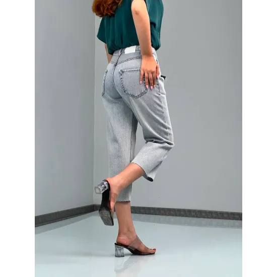 شلوار واید جین جکپات آبی ژوانا شلوار واید جین جکپات آبی ژوانا