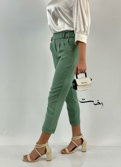 شلوار مام فیت پاکتی سگک دار