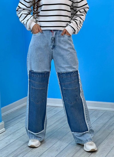 شلوار بگ جین تیکه دوزی شلوار بگ جین تیکه دوزی