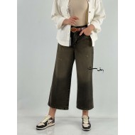 شلوار جین واید پشت کش آبی