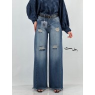 شلوار جین شافل آبی