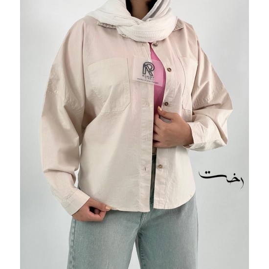 شومیز لینن باکسی رنگی