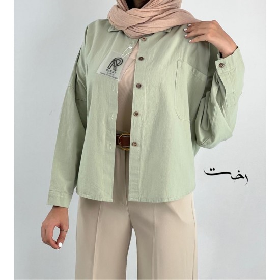 شومیز لینن باکسی رنگی