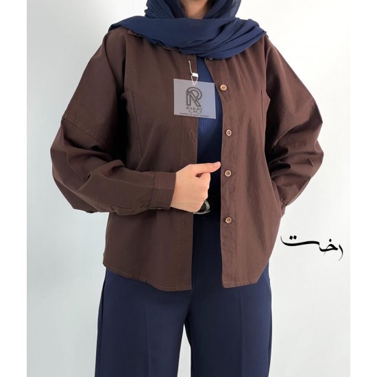 شومیز لینن باکسی رنگی