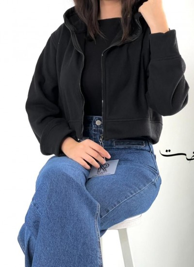 کراپ سوییشرت کلاهدار