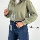 کراپ سوییشرت کلاهدار