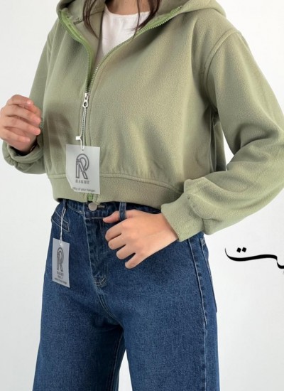 کراپ سوییشرت کلاهدار