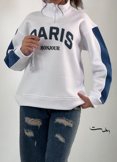 بلوز دورس نیم زیپ ترکیبی جین بلوز دورس نیم زیپ ترکیبی جین