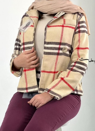 کت چهارخونه یقه انگلیسی