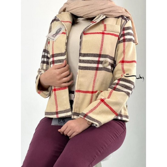 کت چهارخونه یقه انگلیسی